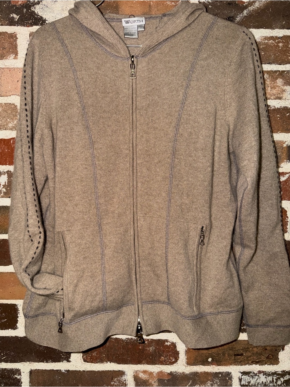 Worth Women's Taupe Zip Hoodie Cardigan